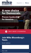How mikebloomberg.com looks like on a mobile device such as an iPhone.