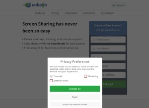 How mikogo.com looks like on a tablet such as an iPad.