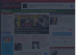 How milannews.it looks like on a tablet such as an iPad.
