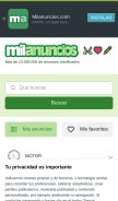 How milanuncios.com looks like on a mobile device such as an iPhone.