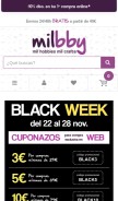 How milbby.com looks like on a mobile device such as an iPhone.