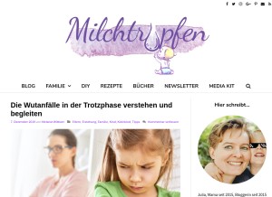 How milchtropfen.de looks like on a tablet such as an iPad.