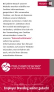 How milchundzucker.de looks like on a mobile device such as an iPhone.