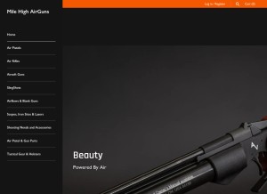 How milehighairguns.com looks like on a tablet such as an iPad.