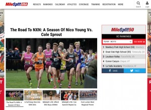 How milesplit.com looks like on a tablet such as an iPad.