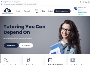 How milessmarttutoring.com looks like on a tablet such as an iPad.