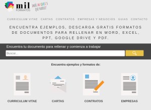 How milformatos.com looks like on a tablet such as an iPad.