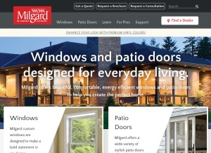How milgard.com looks like on a tablet such as an iPad.