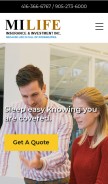How milifeinsurance.ca looks like on a mobile device such as an iPhone.