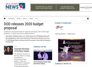 How militarynews.com looks like on a tablet such as an iPad.