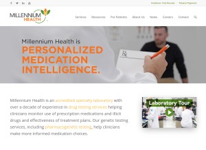 How millenniumhealth.com looks like on a tablet such as an iPad.