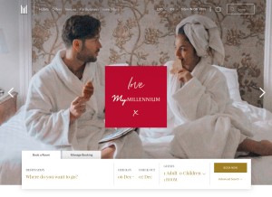 How millenniumhotels.com looks like on a tablet such as an iPad.