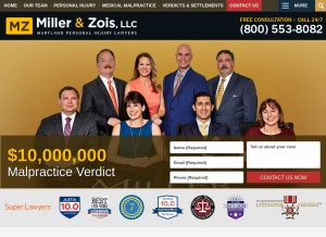 How millerandzois.com looks like on a tablet such as an iPad.