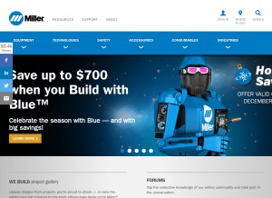 How millerwelds.com looks like on a tablet such as an iPad.