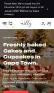 How millycupcakes.co.za looks like on a mobile device such as an iPhone.