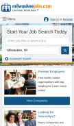 How milwaukeejobs.com looks like on a mobile device such as an iPhone.
