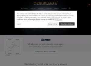 How mindbreeze.com looks like on a tablet such as an iPad.