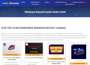 How mindepcasinos.com looks like on a tablet such as an iPad.