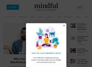 How mindful.org looks like on a tablet such as an iPad.