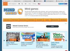 How mindgames.com looks like on a tablet such as an iPad.