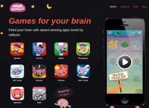 How mindsnacks.com looks like on a tablet such as an iPad.