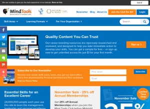 How mindtools.com looks like on a tablet such as an iPad.