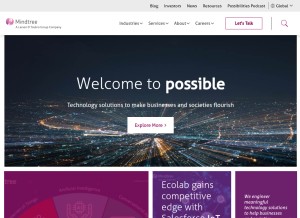 How mindtree.com looks like on a tablet such as an iPad.