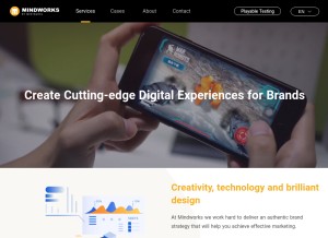 How mindworks-creative.com looks like on a tablet such as an iPad.