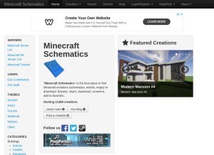 How minecraft-schematics.com looks like on a tablet such as an iPad.