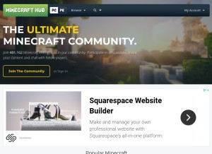 How minecrafthub.com looks like on a tablet such as an iPad.