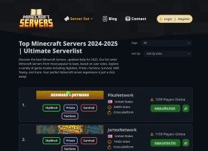 How minecraftservers.page looks like on a tablet such as an iPad.