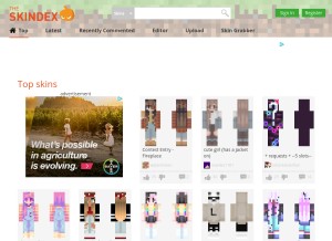 How minecraftskins.com looks like on a tablet such as an iPad.