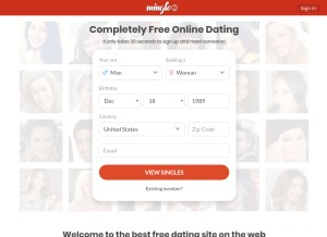 How mingle2.com looks like on a tablet such as an iPad.