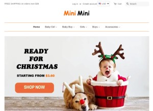 How miniministore.com looks like on a tablet such as an iPad.