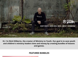 How ministrytoyouth.com looks like on a tablet such as an iPad.