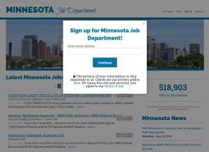 How minnesotajobdepartment.com looks like on a tablet such as an iPad.