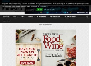 How minnesotamonthly.com looks like on a tablet such as an iPad.