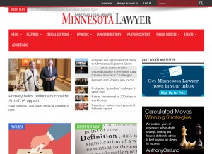 How minnlawyer.com looks like on a tablet such as an iPad.