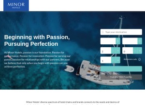 How minorhotels.com looks like on a tablet such as an iPad.
