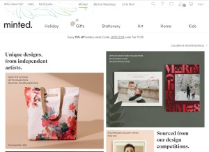 How minted.com looks like on a tablet such as an iPad.
