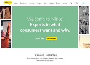 How mintel.com looks like on a tablet such as an iPad.