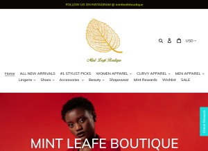 How mintleafeboutique.com looks like on a tablet such as an iPad.