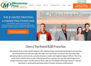 How minutemanpressfranchise.com looks like on a tablet such as an iPad.
