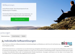How miranus.com looks like on a tablet such as an iPad.