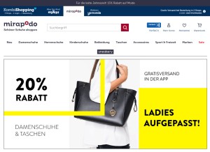 How mirapodo.de looks like on a tablet such as an iPad.