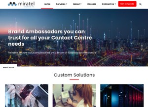 How miratelinc.com looks like on a tablet such as an iPad.
