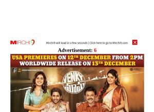 How mirchi9.com looks like on a tablet such as an iPad.