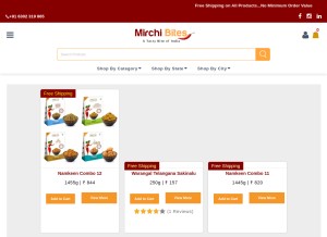 How mirchibites.com looks like on a tablet such as an iPad.