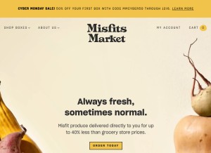 How misfitsmarket.com looks like on a tablet such as an iPad.