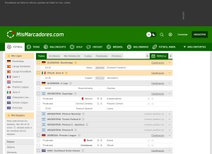 How mismarcadores.com looks like on a tablet such as an iPad.